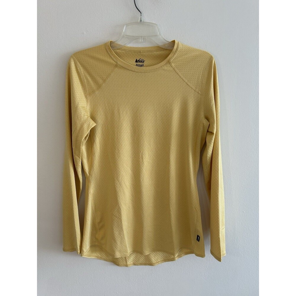 REI Co-op Lightweight Base Layer Crew Top Women's Size S Yellow Active
